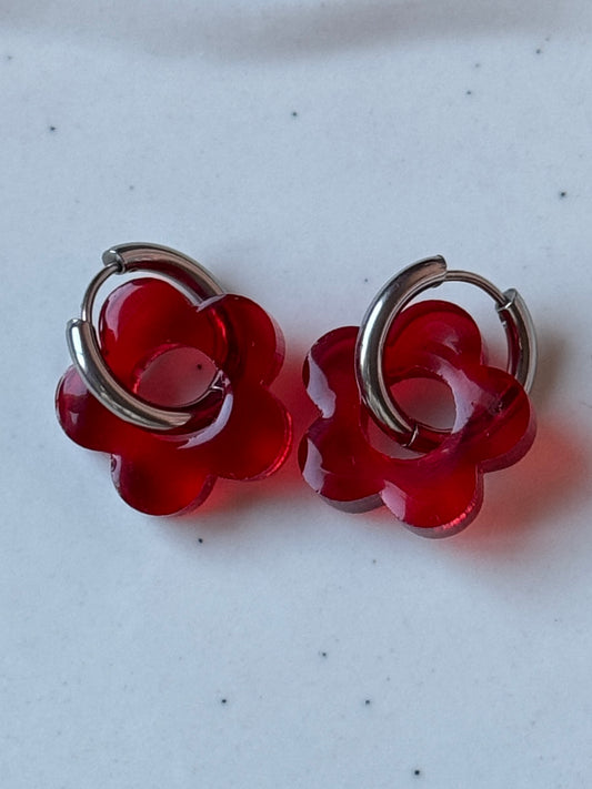 Pendientes Florecitas con Aros Plateados